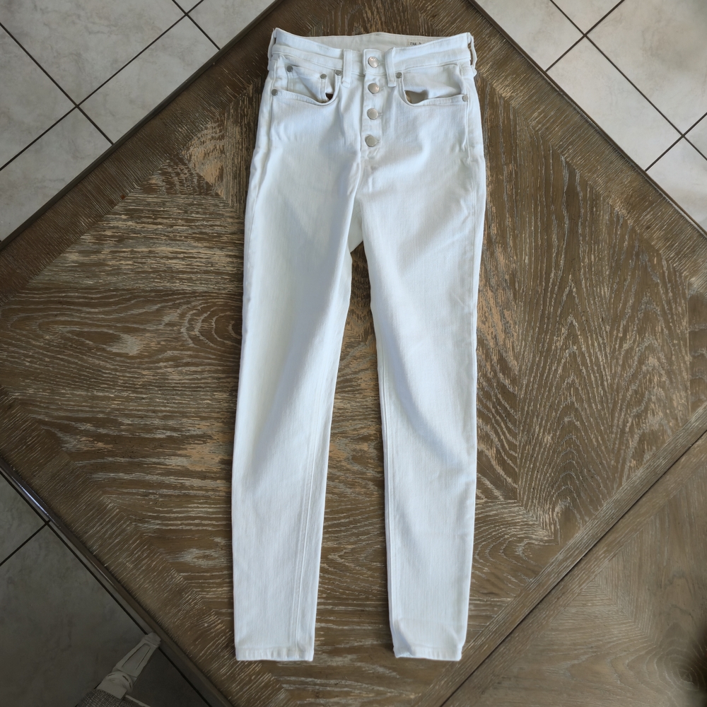 Rag & Bone Nina High Rise Ankle Skinny Jeans White Size 26 Button Fly